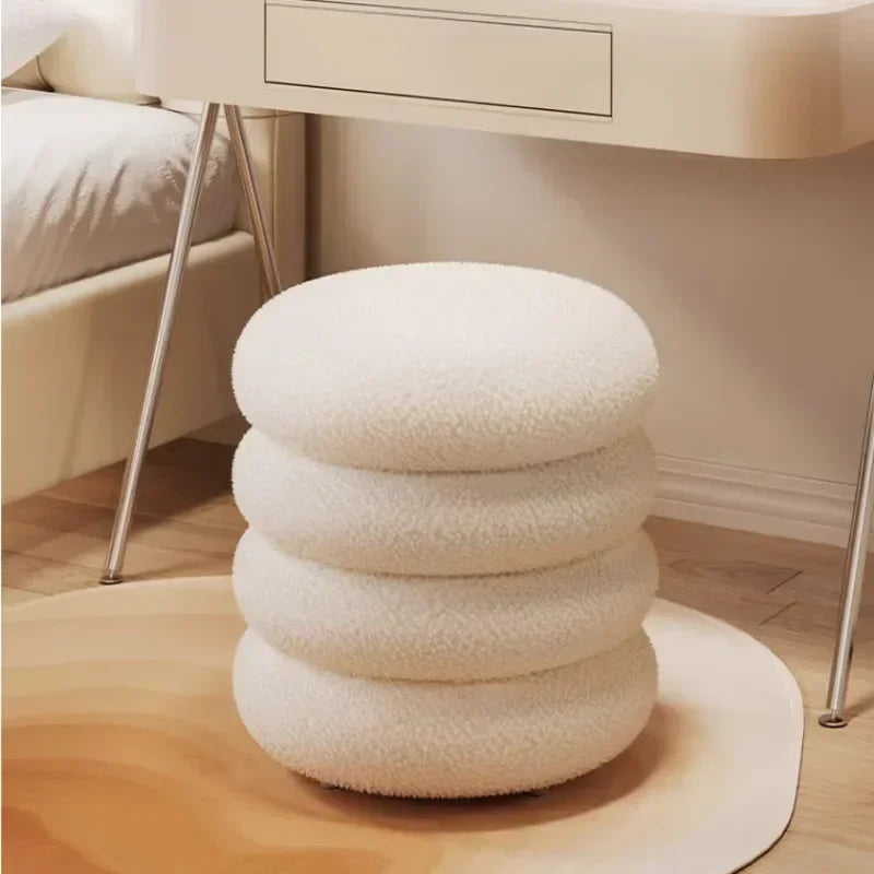 Tabouret Pouf scandinave en Peau de mouton