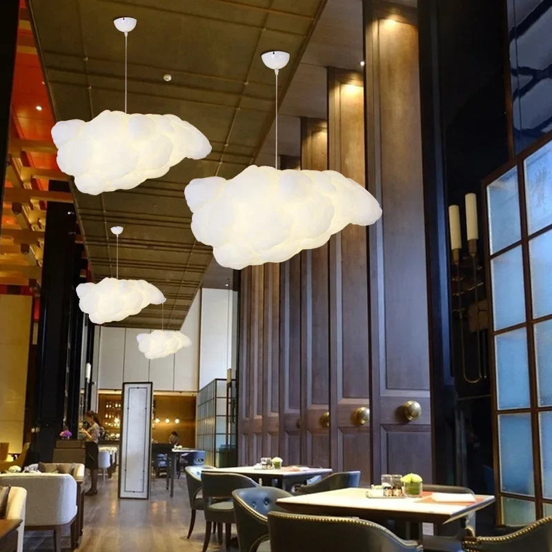 Lustre Nuage Flottant Suspension LED Design en Coton Spatial