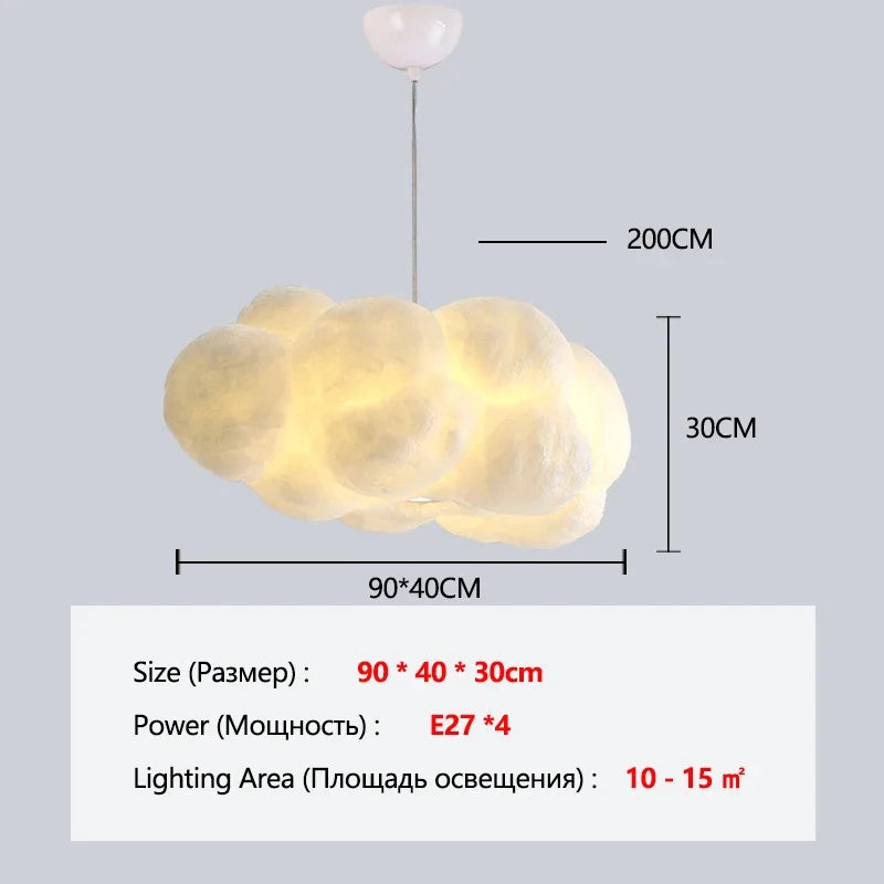 Lustre Nuage Flottant Suspension LED Design en Coton Spatial