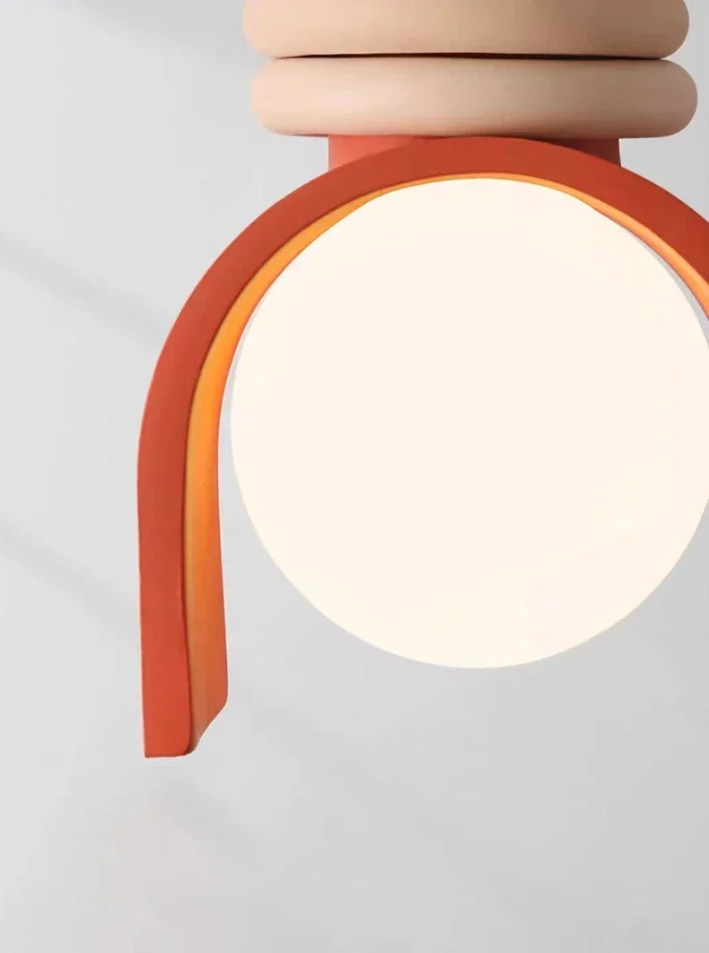 Suspension LED créative en résine minimaliste – Design orange & blanc Art Déco