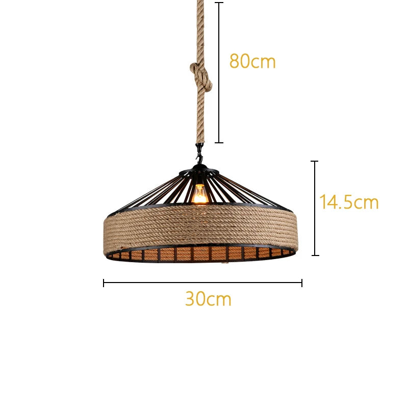 Suspension en corde de chanvre – Style rétro industriel pour salle à manger