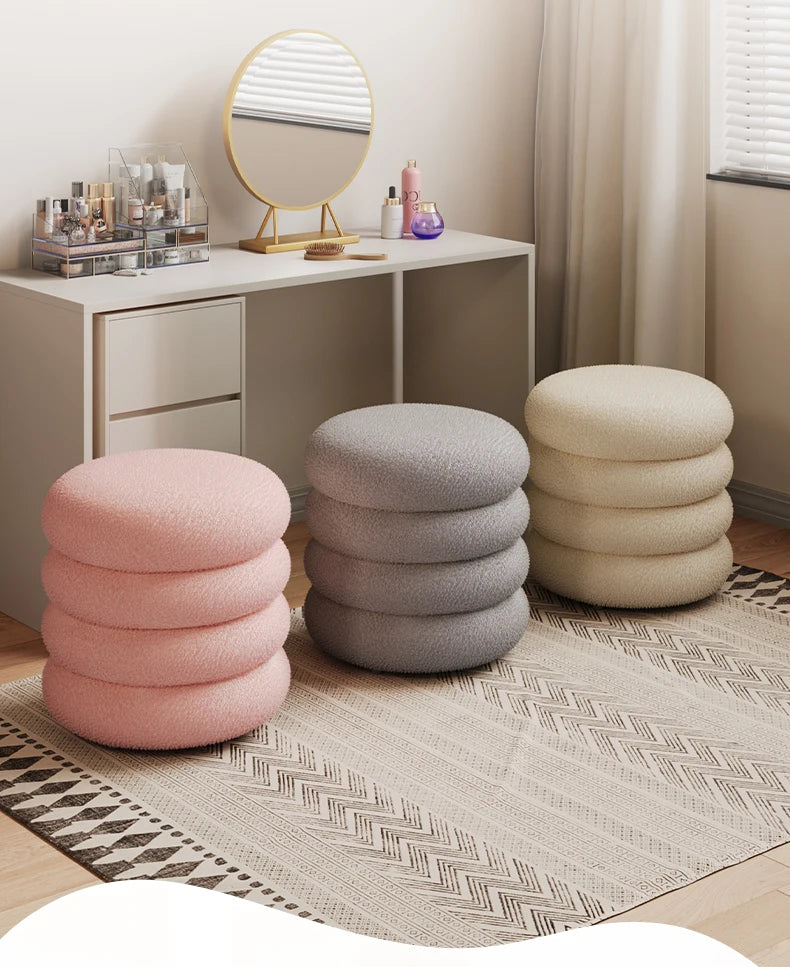 Tabouret Pouf scandinave en Peau de mouton