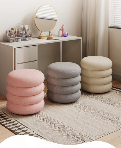 Tabouret Pouf scandinave en Peau de mouton