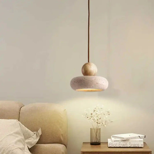 Suspension travertin Jaune, Style Wabi-Sabi