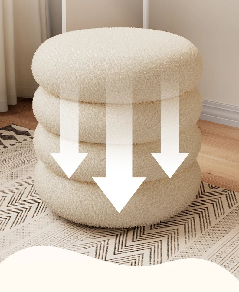 Tabouret Pouf scandinave en Peau de mouton