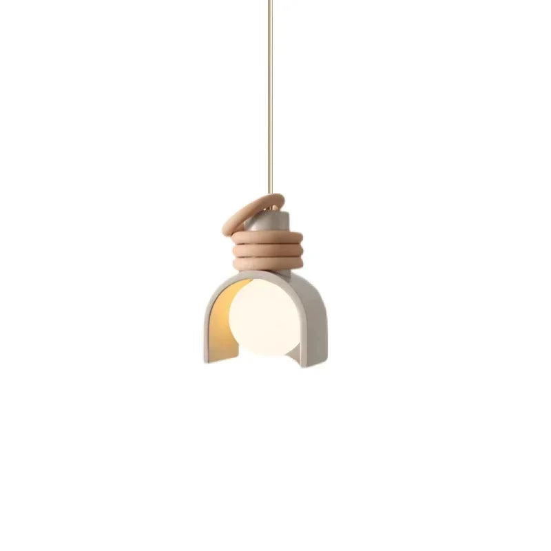 Suspension LED créative en résine minimaliste – Design orange & blanc Art Déco