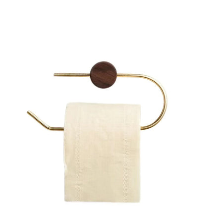 Porte-papier hygiénique mural en bois et laiton – Fixation sans perçag