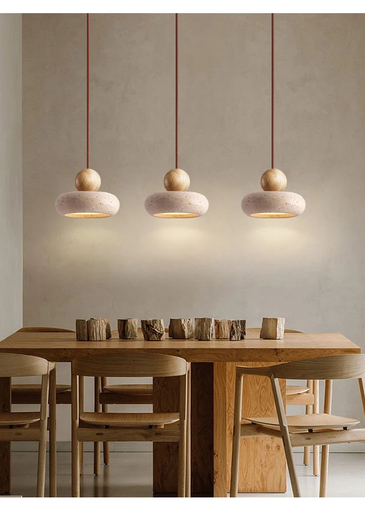 Suspension travertin Jaune, Style Wabi-Sabi