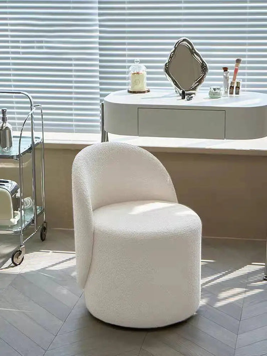Tabouret à langer rotatit, Chaise laine bouclée pour coiffeuse