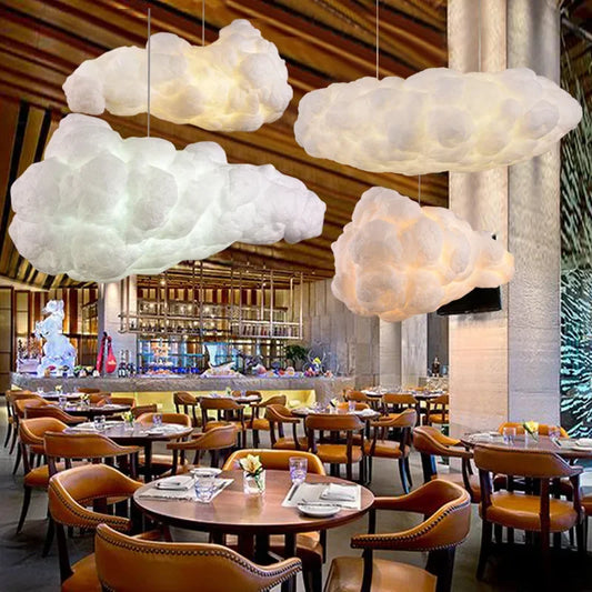 Lustre Nuage Flottant Suspension LED Design en Coton Spatial