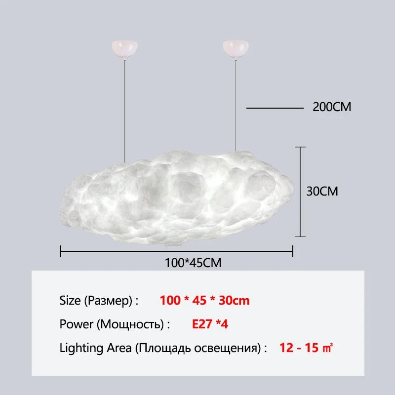 Lustre Nuage Flottant Suspension LED Design en Coton Spatial