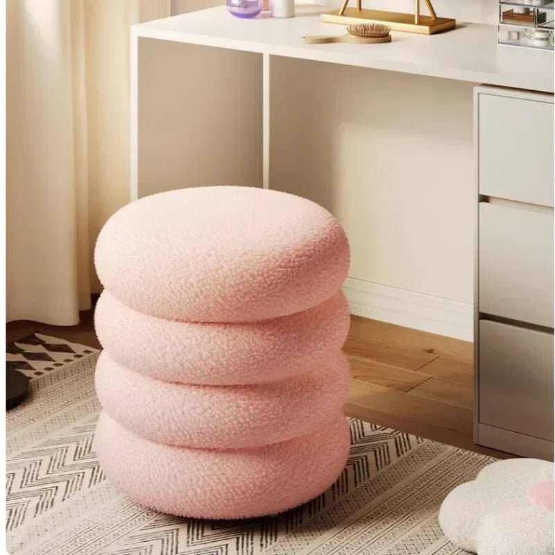 Tabouret Pouf scandinave en Peau de mouton