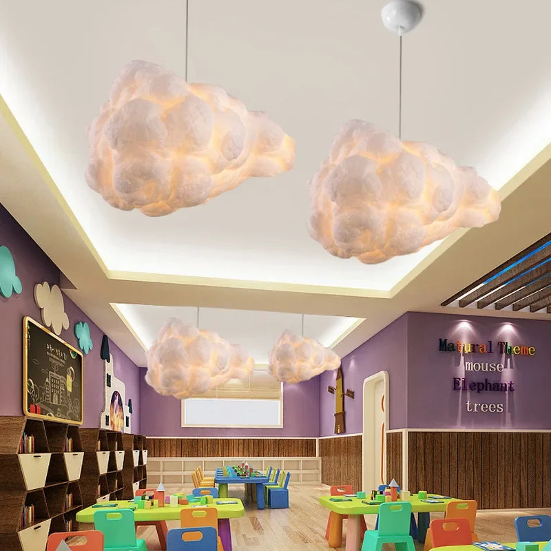 Lustre Nuage Flottant Suspension LED Design en Coton Spatial