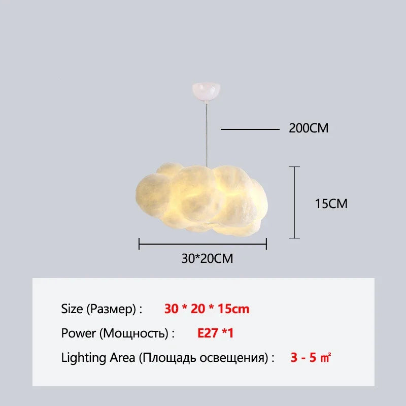 Lustre Nuage Flottant Suspension LED Design en Coton Spatial