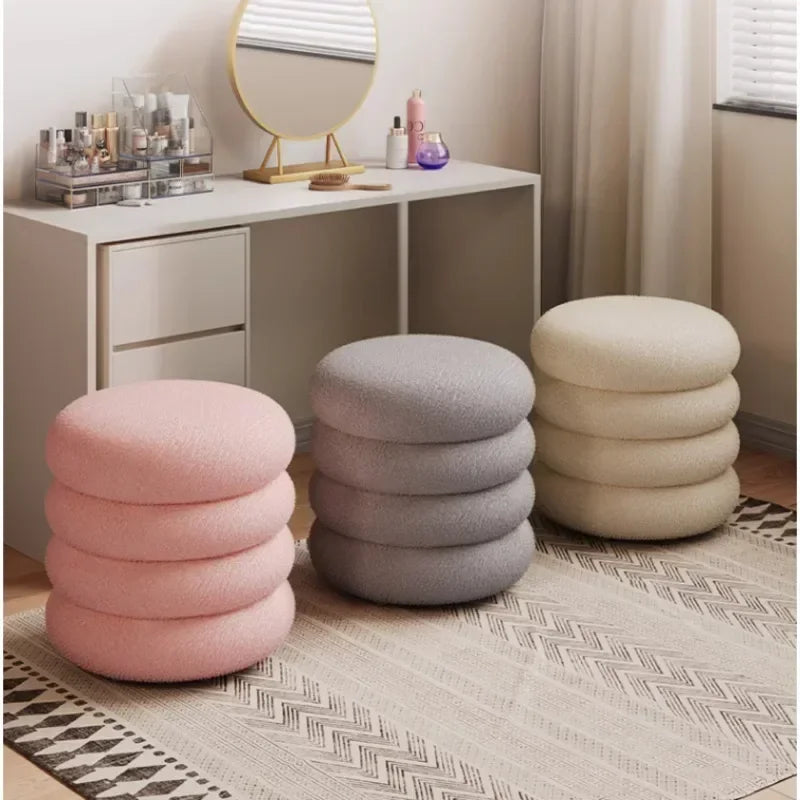 Tabouret Pouf scandinave en Peau de mouton