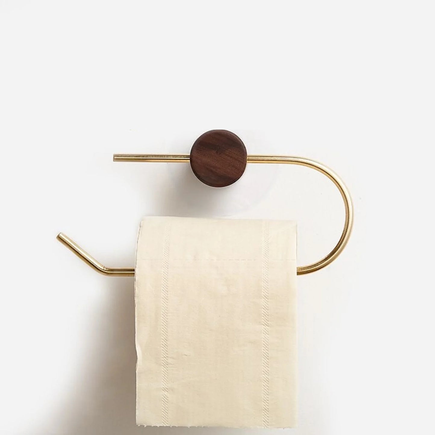Porte-papier hygiénique mural en bois et laiton – Fixation sans perçag