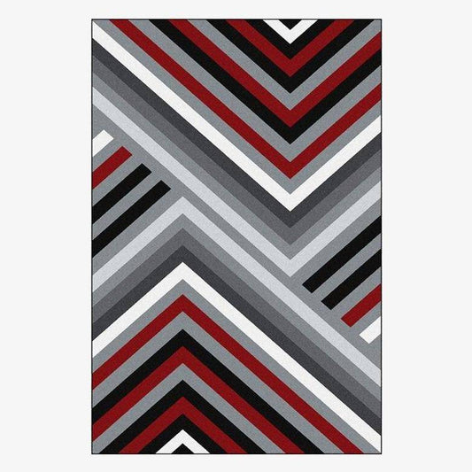 Tapis rectangle géométriques rouge et gris Asymmetric