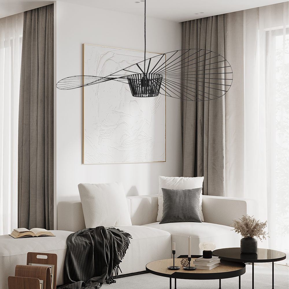 Suspension Élégante Veliova – Design Chapeau de Paille & Éclairage Raffiné