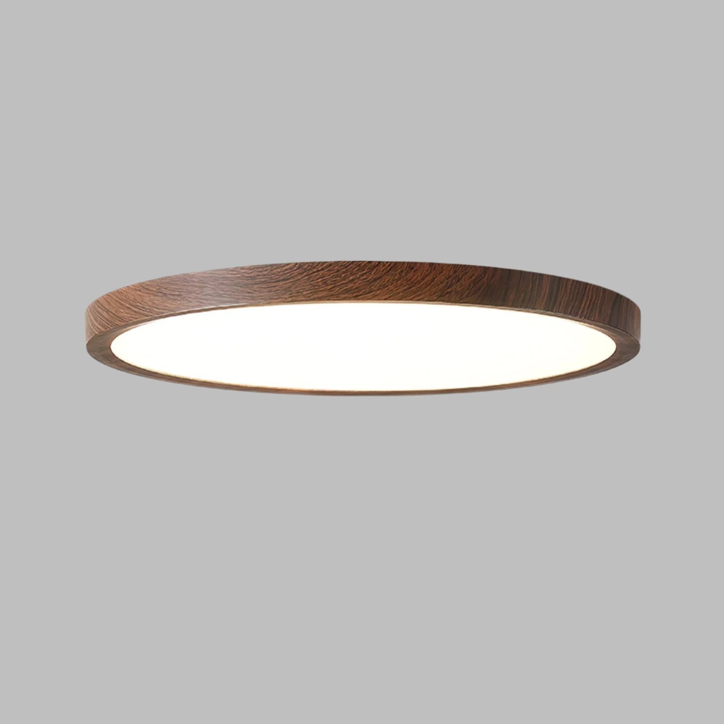 Plafonnier Circulaire Ultra-Fin en Acrylique – Éclairage LED Doux et Moderne avec Effet Bois de Noyer