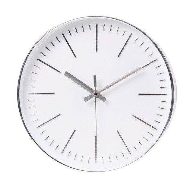 Horloge murale ronde design simple rose gold ou argentée 30cm Round