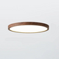 Plafonnier Circulaire Ultra-Fin – Design Minimaliste avec Finition en Noyer et Éclairage LED Réglable