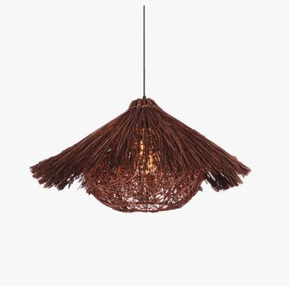 Suspension conique en rotin bambou