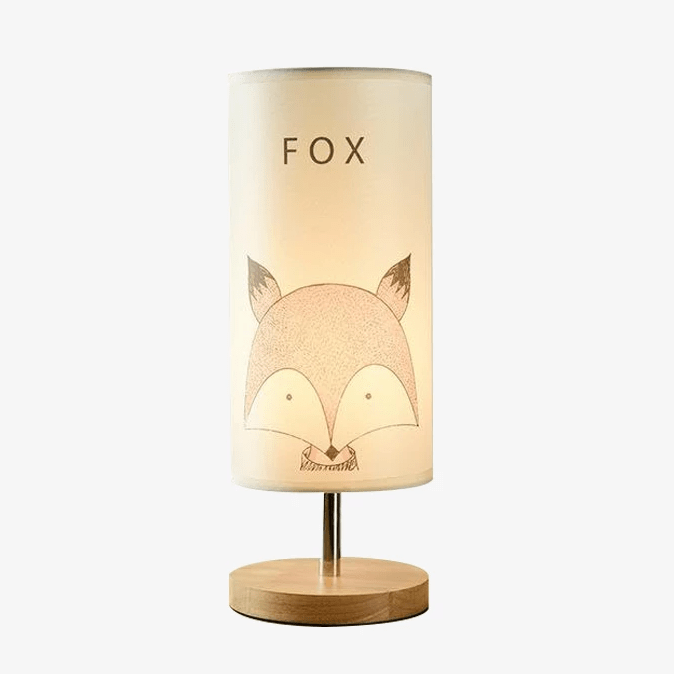 Lampe de chevet (ou bureau) en bois avec dessin d'animaux pour enfant
