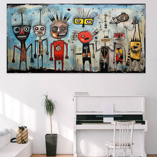 Tableau Basquiat Tribal Children