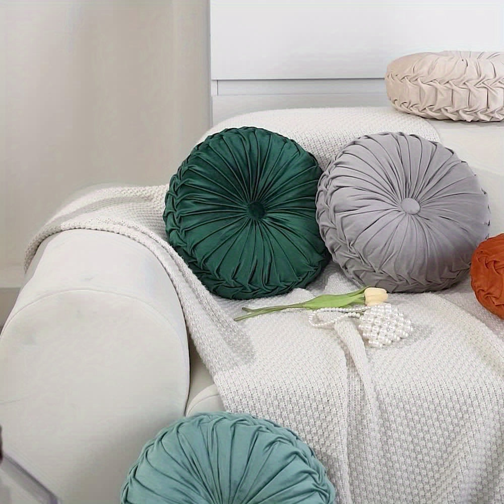 Coussin en Velours Rond en Forme de Citrouille | Coussin Tissé Doux pour Canapé et Chaise de Bureau | Housse Lavable, Coussin Décoratif pour Salon et Chambre