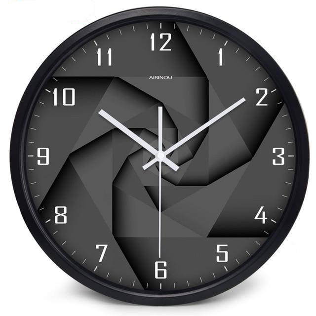 Horloge murale design noire style 3D avec chiffres Vortex