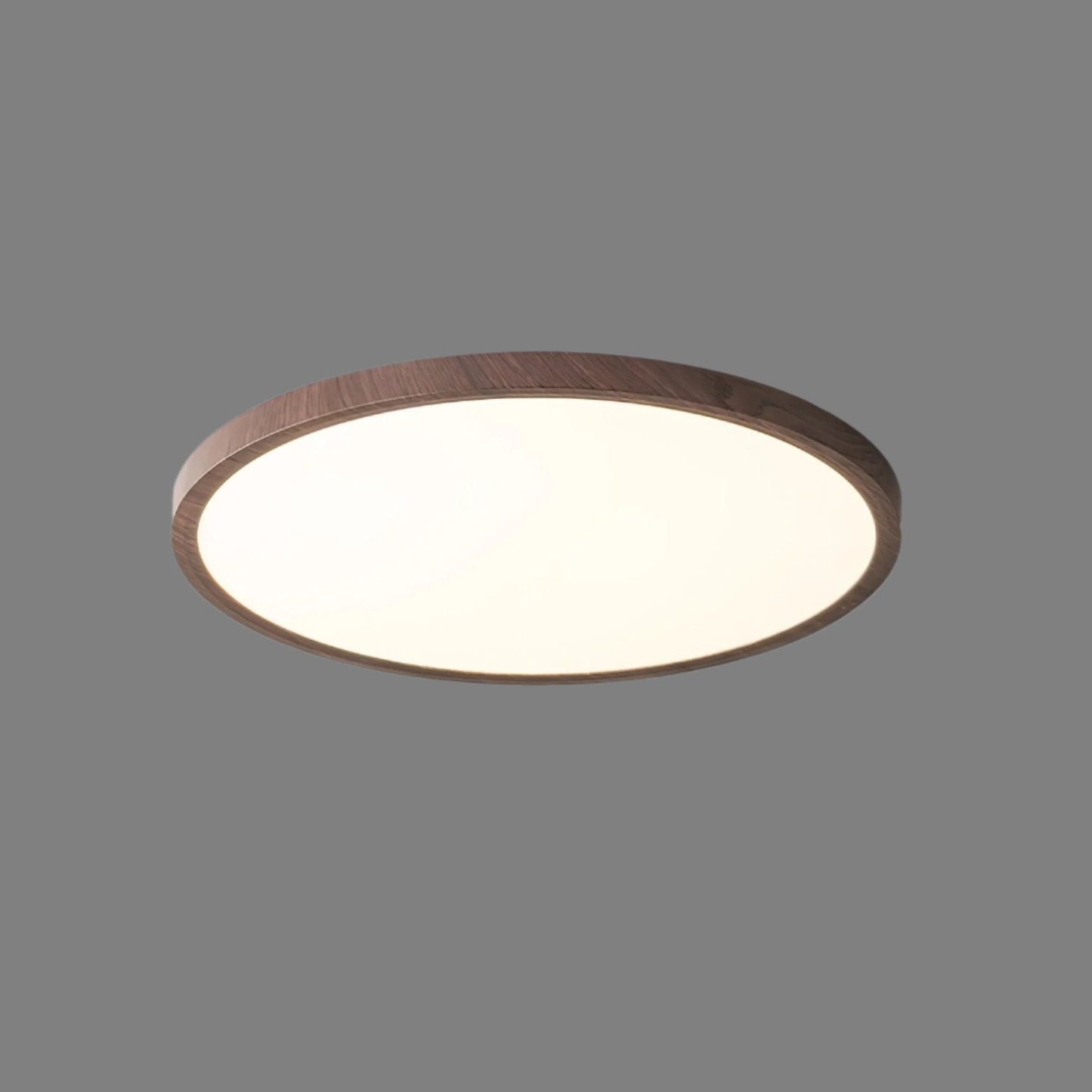 Plafonnier Circulaire Ultra-Fin en Acrylique – Éclairage LED Doux et Moderne avec Effet Bois de Noyer