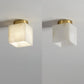 Plafonnier Moon Glow en Albâtre et Laiton - Éclairage LED Doux et Élégant pour Salon et Chambre