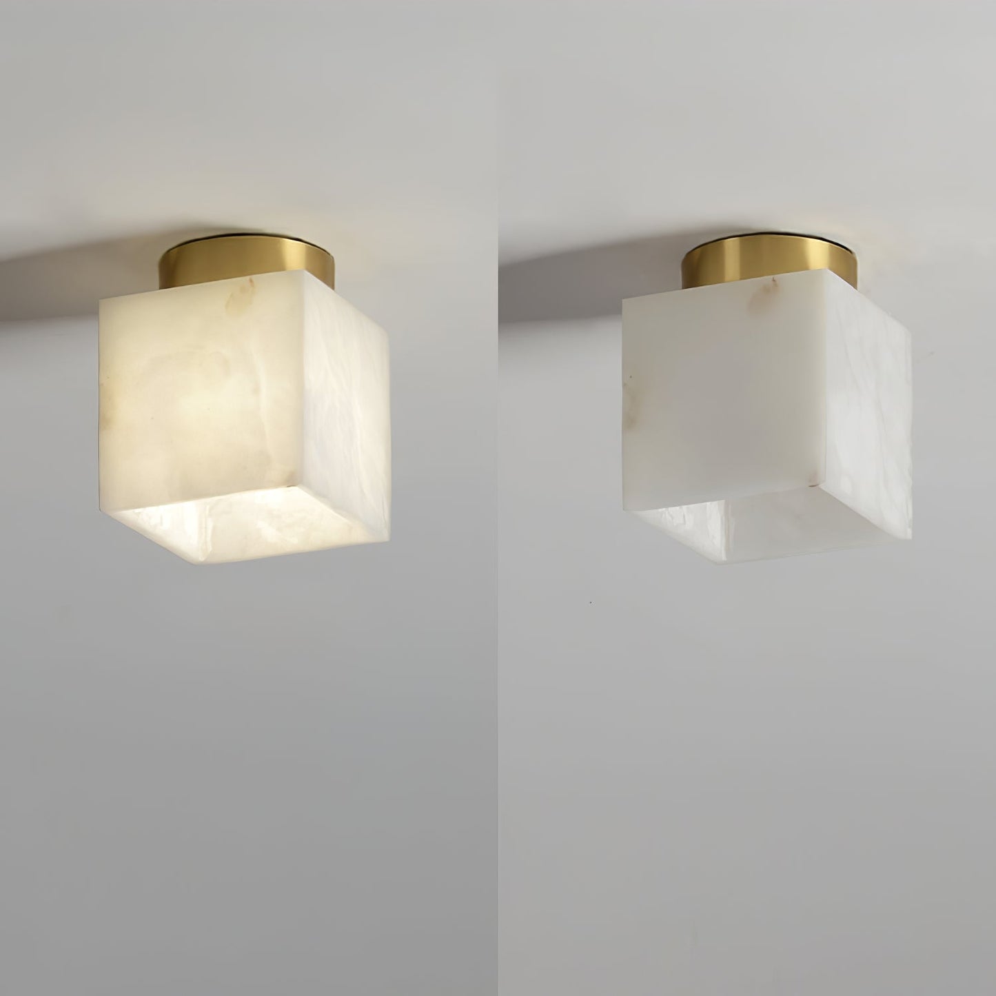 Plafonnier Moon Glow en Albâtre et Laiton - Éclairage LED Doux et Élégant pour Salon et Chambre