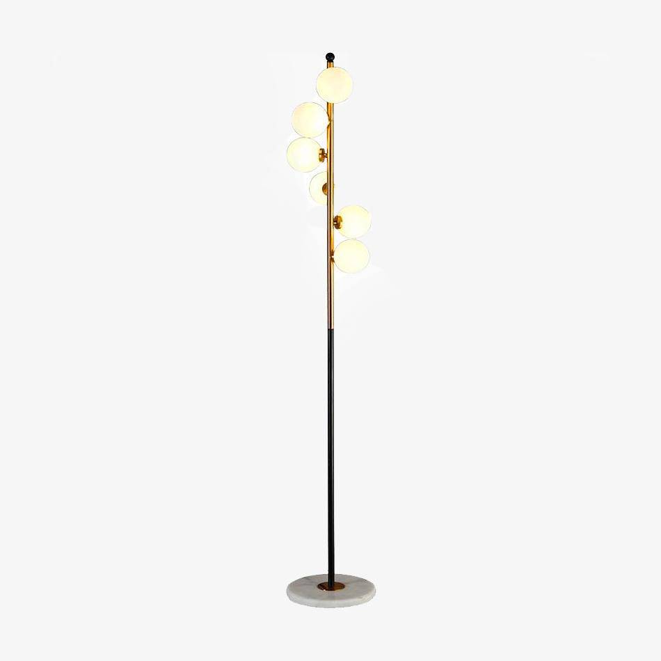Lampadaire design moderne LED doré à boule en verre