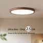 Plafonnier Circulaire Ultra-Fin – Design Minimaliste avec Finition en Noyer et Éclairage LED Réglable