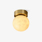 Plafonnier Moon Glow en Albâtre et Laiton - Éclairage LED Doux et Élégant pour Salon et Chambre