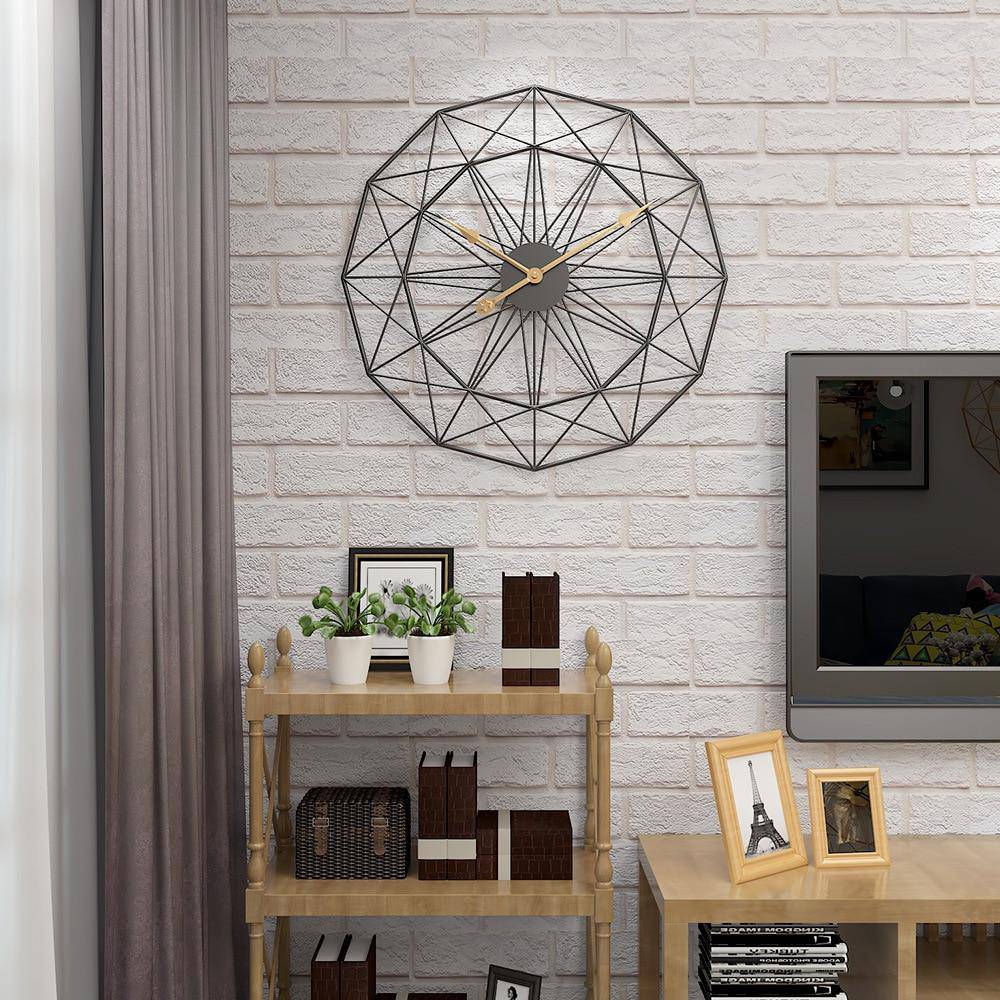 Horloge murale design rond géométrique en métal 50cm