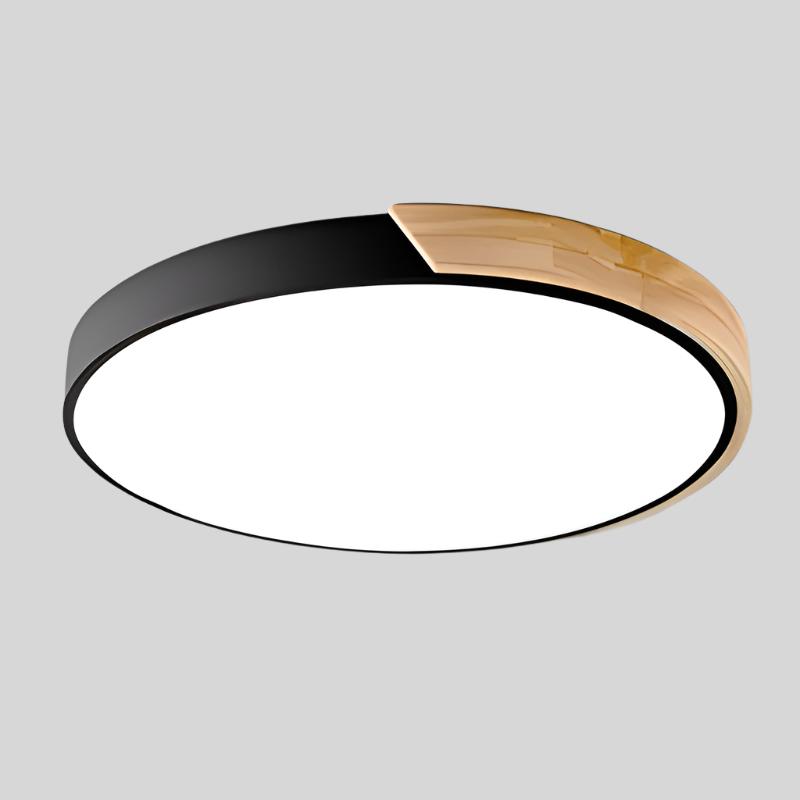 Plafonnier Circulaire Nordic Wooden Macaroon - Lampe LED en Bois et Métal pour Chambre et Salon