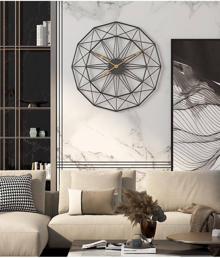 Horloge murale design rond géométrique en métal 50cm