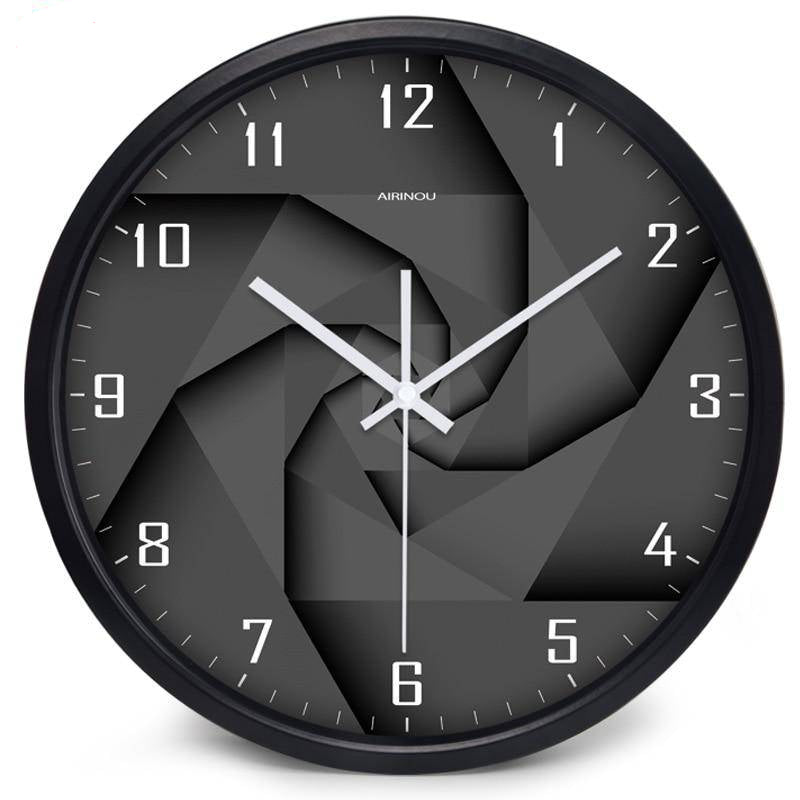Horloge murale design noire style 3D avec chiffres Vortex