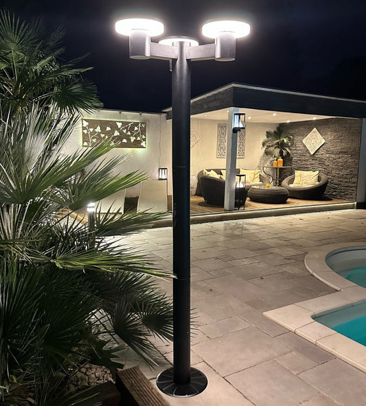 Grand Lampadaire solaire Led ALTO 3000 - Hauteur 2m - Télécommandable - 300 à 3000 lumens