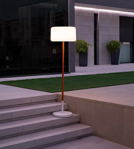 Lampe solaire 5 en 1 en bois réglable - Tige en bois