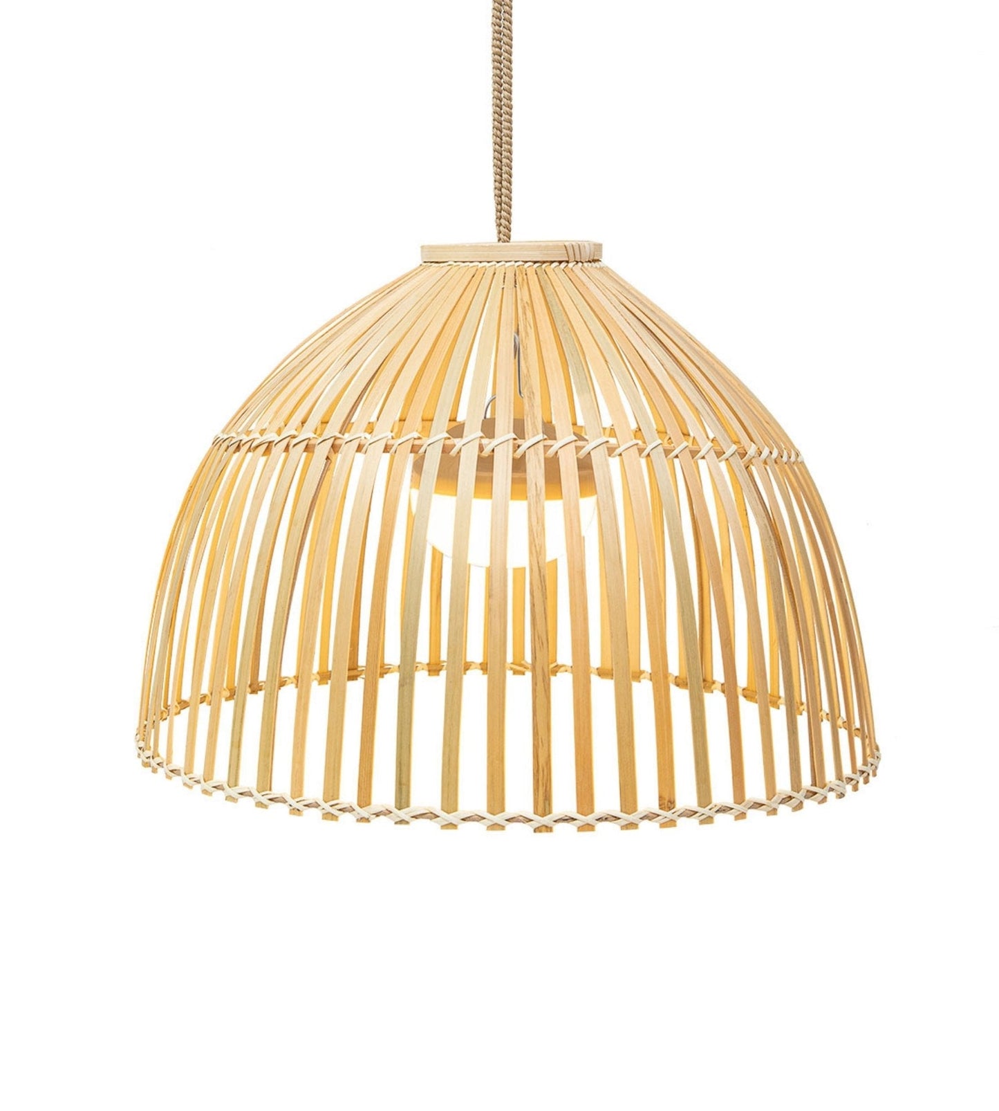 Lampe suspendue en bois rechargeable  - Design nature