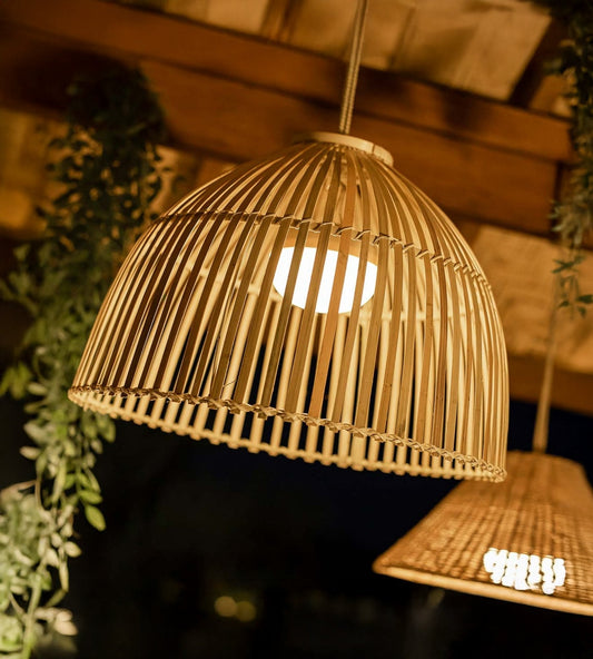 Lampe suspendue en bois rechargeable  - Design nature